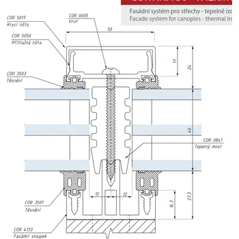 Zrcadlo Fasádní systém pro střechy - tepelně izolační