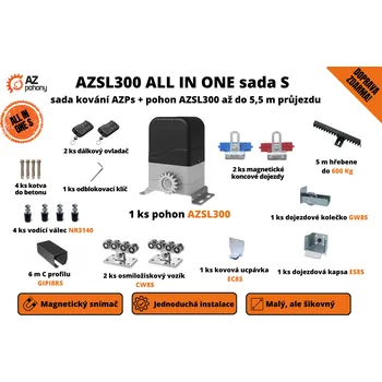 Pohon brány AZSL300 ALL IN ONE sada S - KOVÁNÍ AZPs + Pohon AZSL300 až do 5,5 m průjezdu (s dopravou zdarma)