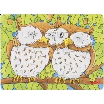 Puzzle GOKI Dřevěné puzzle Lesní zvířátka: Sovy (57709)