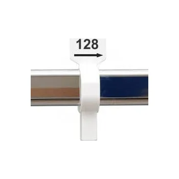 Věšák Velikostní jezdec, značení na štendr "128", bílý, černý potisk, 1ks