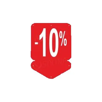 Dárková visačka Papírové visačky SKONTO "šipka" 240x330mm,potisk "-10%", červené, 10ks