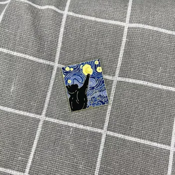 Nejznámější obraz Vincenta van Gogha - Hvězdná noc - kočíčí verze (natahující se kočka)