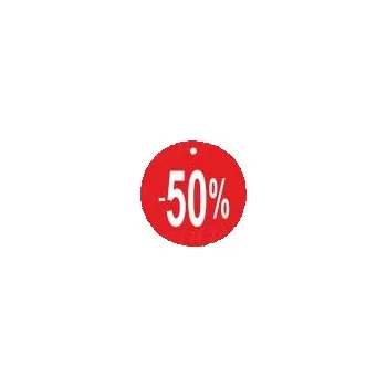 Dárková visačka Papírové visačky SKONTO, průměr 45 mm, potisk "-50%", červené, 180 ks