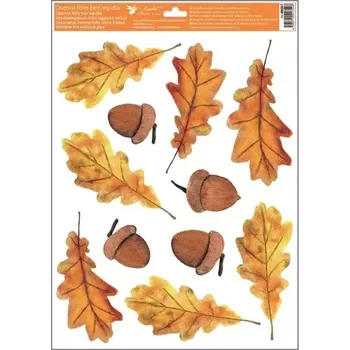 Okenní dekorace Anděl Okenní fólie Podzim Dubové listy a žaludy 42 x 30 cm