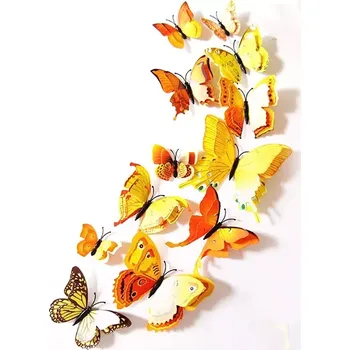 magnetka pro dítě KidsDeco Motýli 3D 12 ks magnetky nebo samolepky žlutý mix