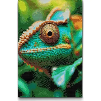 Diamantové malování Diamantové malování - Oko chameleona Velikost: 40x60cm, Rámování: Pouze srolované plátno, Diamanty: Kulaté