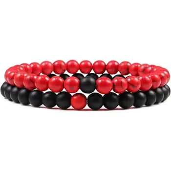 Náramek MiTe Náramky pro páry Red and Black 6 mm