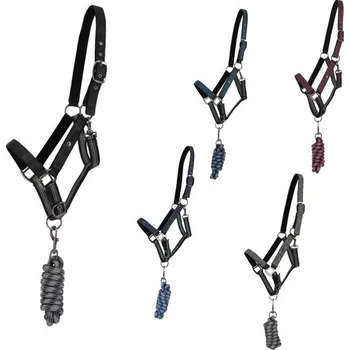 Vybavení pro koně Ohlávka QHP nylon s vodítkem Kolekce 2025/26