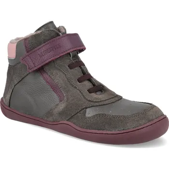 Dívčí zimní obuv Barefoot dětské zimní boty bLIFESTYLE - Anura anthrazit šedé/fialové Velikost: 32