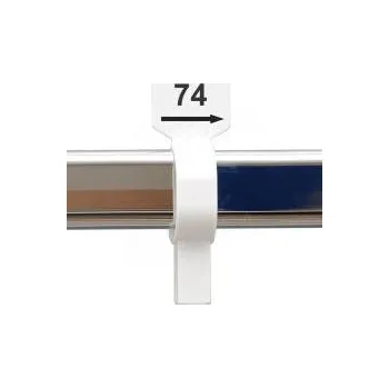 Věšák Velikostní jezdec, značení na štendr "74", bílý, černý potisk, 1ks
