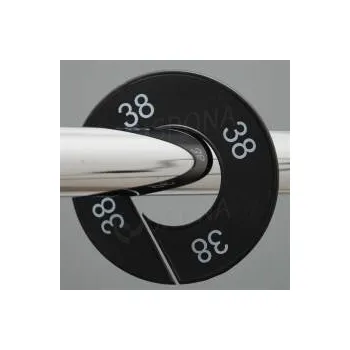Ramínko Velikostní kruh, značení na štendr "38", černý, bílé písmo, 1ks
