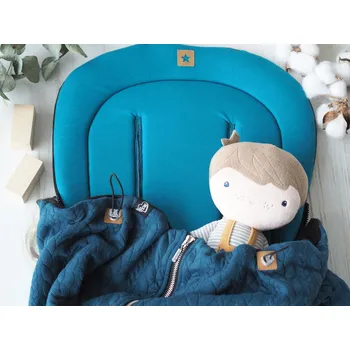 SET Podložka prodloužená (petrol, černý fleece) + copánková deka (petrol, černý fleece)