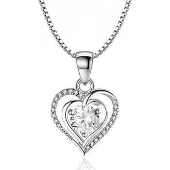 Náhrdelník GRACE Silver Jewellery Náhrdelník se srdcem a čirým krystalem - stříbro 925/1000 NH-1324/156 Bílá/čirá 45 cm