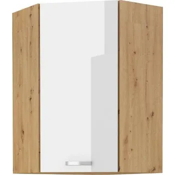 Kuchyňská skříňka 60 x 60 GN-90 1F 45° Horní skříňka rohová ARTISAN bílý lesk/dub artisan