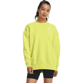 Dámské oblečení Dámská mikina Under Armour Essential Flc OS Crew velikost L lime yellow