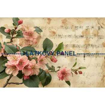 Panel bavlna - Květiny s notami - VI-88 Velikost: 60x40cm