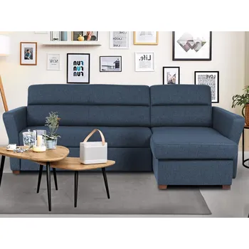 Sedací souprava Rohová sedací souprava Livia, námořnická modrá látka, pravý roh