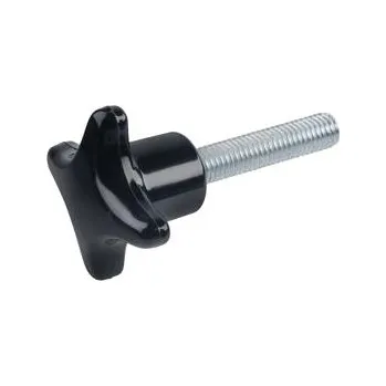 Ruční šroub hvězdicový DIN6335, vnější o 32 mm, závitový kolík M6x15 mm, plast