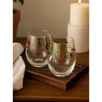 Sklenice Sinsay - Sklenice s vánočním motivem cesmíny 2 pack - vícebarevná - 323GI-MLC - 323GI-MLC-ONE