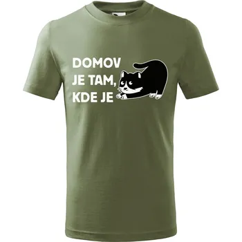 Dětská móda DOBRÝ TRIKO Dětské tričko Domov kočka Velikost: 134/8 let, Barva: Khaki