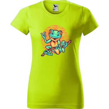 Dámské oblečení DOBRÝ TRIKO Dámské tričko s potiskem Žabka Barva: Limetková, Velikost: XL