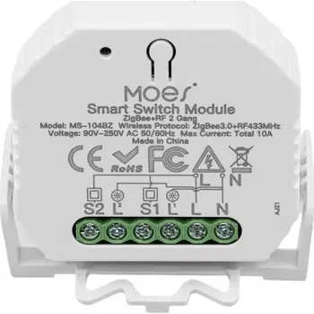 Centrální jednotka pro chytrou domácnost MOES Smart Switch Module - Zigbee DIY spínač světel vyžaduje "N" vodič 10 A 2