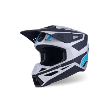 Motodoplněk Motokrosová přilba ALPINESTARS SM3 / SM-3 / S-M3 / 8300926-1949 HEAT stříbrná/modrá/černá (pro motokros, enduro a off-road jízdu)