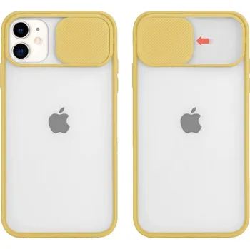 Pouzdro na mobilní telefon Silikonový obal s posuvným krytem na fotoaparát pro iPhone XS Max Barva: Žlutá