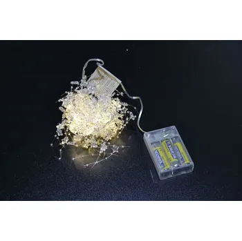 Vánoce PRC Vánoční osvětlení, girlanda na baterie, průhledné hvězdičky, 2m, teple bílá