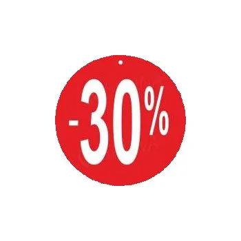 Dárková visačka Papírové visačky SKONTO, průměr 240 mm, potisk "-30%", červené, 10 ks