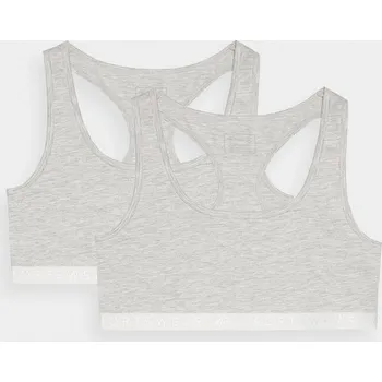 Dámské oblečení Dámská bavlněná podprsenka pro každodenní nošení 4F (2 Pack) - šedá velikost XL šedá