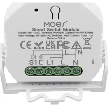 Centrální jednotka pro chytrou domácnost MOES Smart Switch Module - Zigbee DIY spínač světel vyžaduje "N" vodič 10 A 1