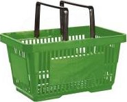 Nákupní košík, se dvěma rukojeťmi, zelený plast