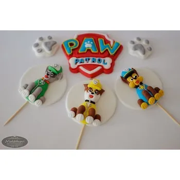 Jedlá dekorace na dort Sada cukrových zápichů Paw Patrol (2D)