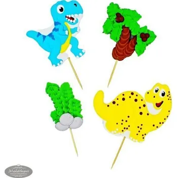 Jedlá dekorace na dort Dinosauři – dvojrozměrné cukrové zápichy, 2 kusy
