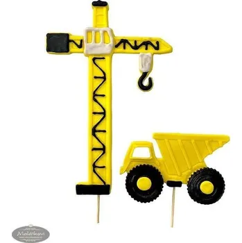 Jedlá dekorace na dort K-Decor Stavební sada – cukrové dekorace na dort: jeřáb a bagr