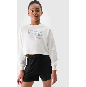 Chlapecká mikina Dívčí cropped mikina 4F velikost 146 off white
