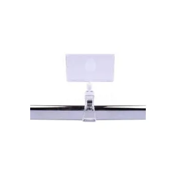 Cenovkový systém MEMO, clip, skřipec s cenovkou 8,5x5cm do max. průměru 25mm