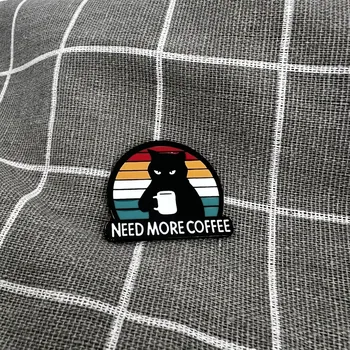 Černá naštvaná kočka - Need more coffee / Potřebuji více kávy