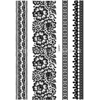 Odstranitelné tetování Sybby Dočasné tetování velké černé ornamenty a krajka 15×21 cm