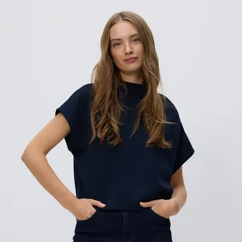 Dámská halenka Reserved - Halenka s dekorativními knoflíky - tmavomodrá - 493GA-59X - 493GA-59X-XS