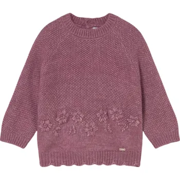 MAYORAL dívčí svetřík s květy vínová vel. 80 cm