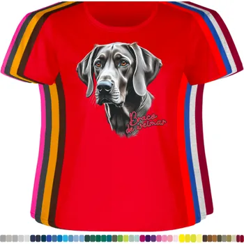 Dámské tričko damske-levne-bavlnene-tricko-digitalni-potisk-pes-vymarsky-ohar Barva: Cherry - višňové, velikost: XL