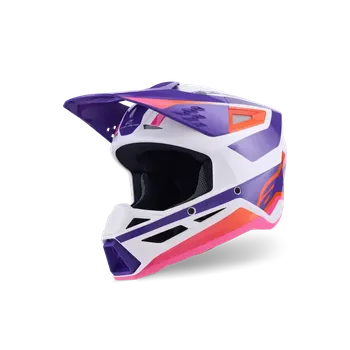 Motodoplněk Motokrosová přilba ALPINESTARS SM3 / SM-3 / S-M3 / 8300926-2052 HEAT bílá/fialová/růžová (pro motokros, enduro a off-road jízdu)
