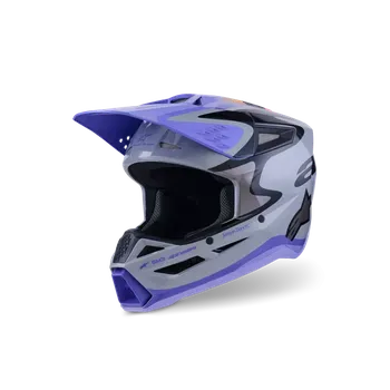 Helma na motorku Motokrosová přilba ALPINESTARS SM3 / SM-3 / S-M3 / 8302726-9277 JETTSON barva šedá/fialová/černá (pro motokros, enduro a off-road jízdu)