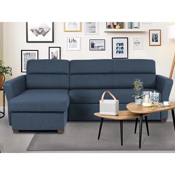 Sedací souprava Rohová sedací souprava Livia, námořnická modrá látka, levý roh