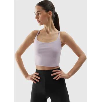 Dámská móda Dámský crop top na jógu z recyklovaných materiálů 4F - fialový velikost L růžová