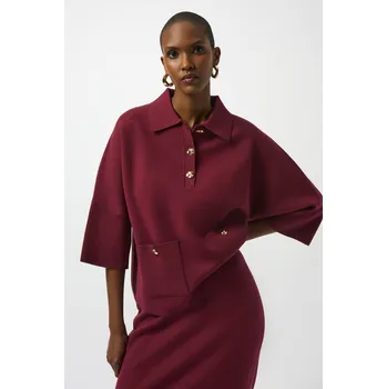 Dámský svetr Joseph Ribkoff dámský svetr s volným výstřihem a límcem 253962/4433 Vínová S