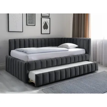 Nábytek Čalouněná postel COMFINO VELVET s přistýlkou 120x200 cm tmavě šedá