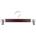 Dřevěná kalhotová ramínka, typ TS, se skřipci, tmavá, šířka 33 cm, 1ks